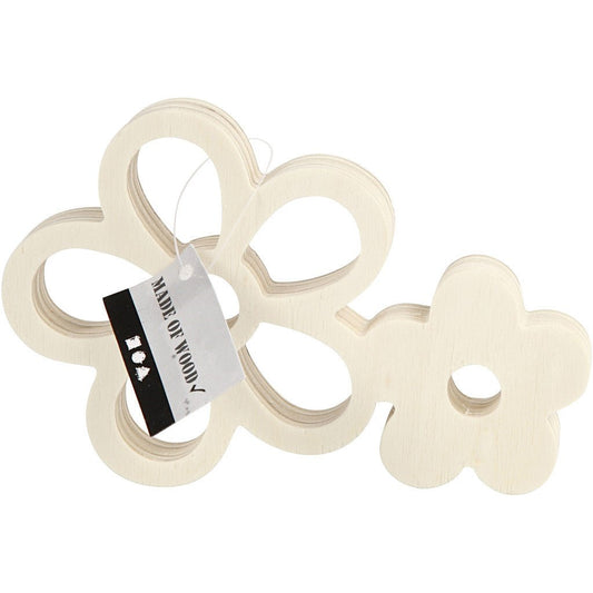 2 x Light Wood Flowers Decoration Crafts W: 16 cm H: 11 cm