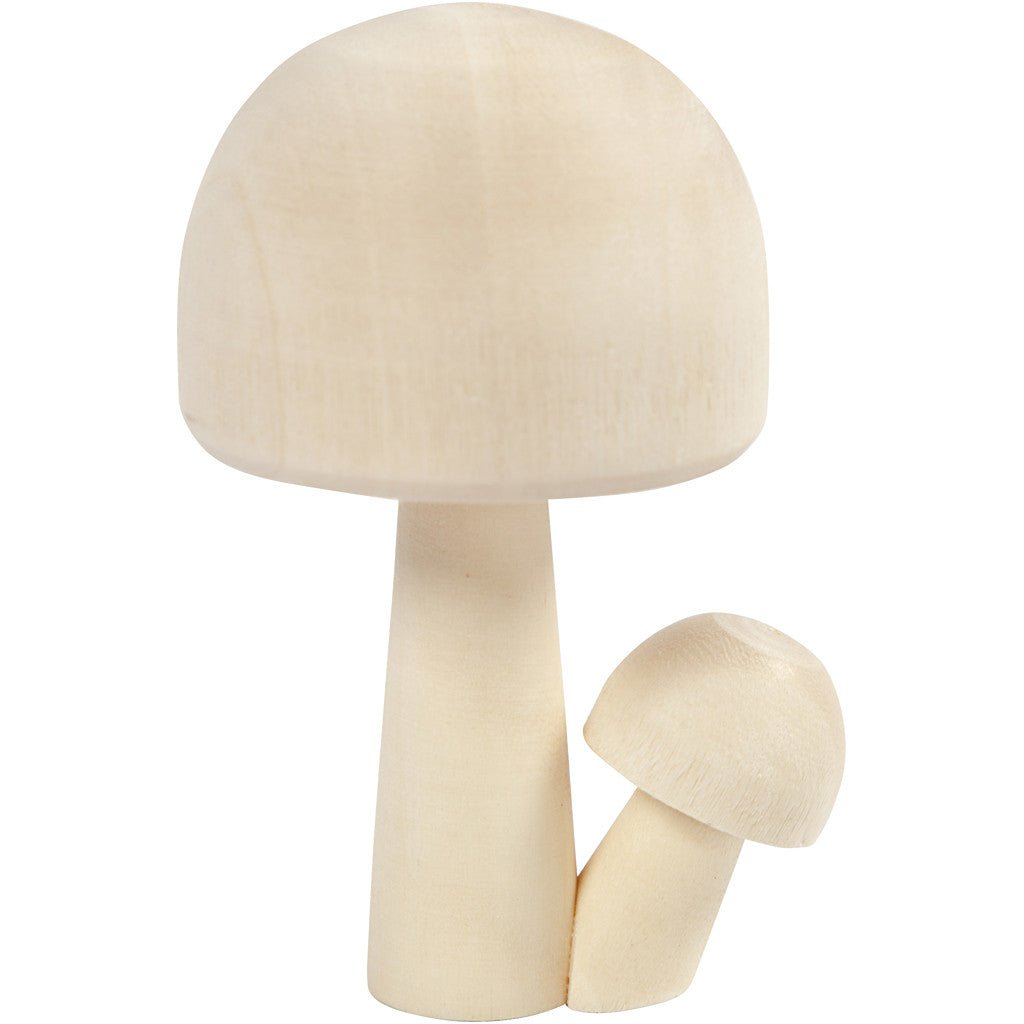 2 x Light Wood Mushrooms Decoration Crafts H: 8.5 cm W: 5.5 cm