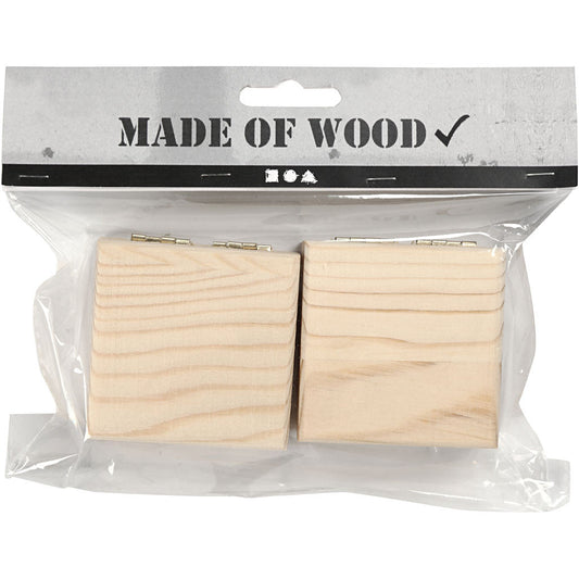 2 x Wooden Jewellery Box With Magnetic Clasp Storage Decoration Crafts 6x6x3.5 cm