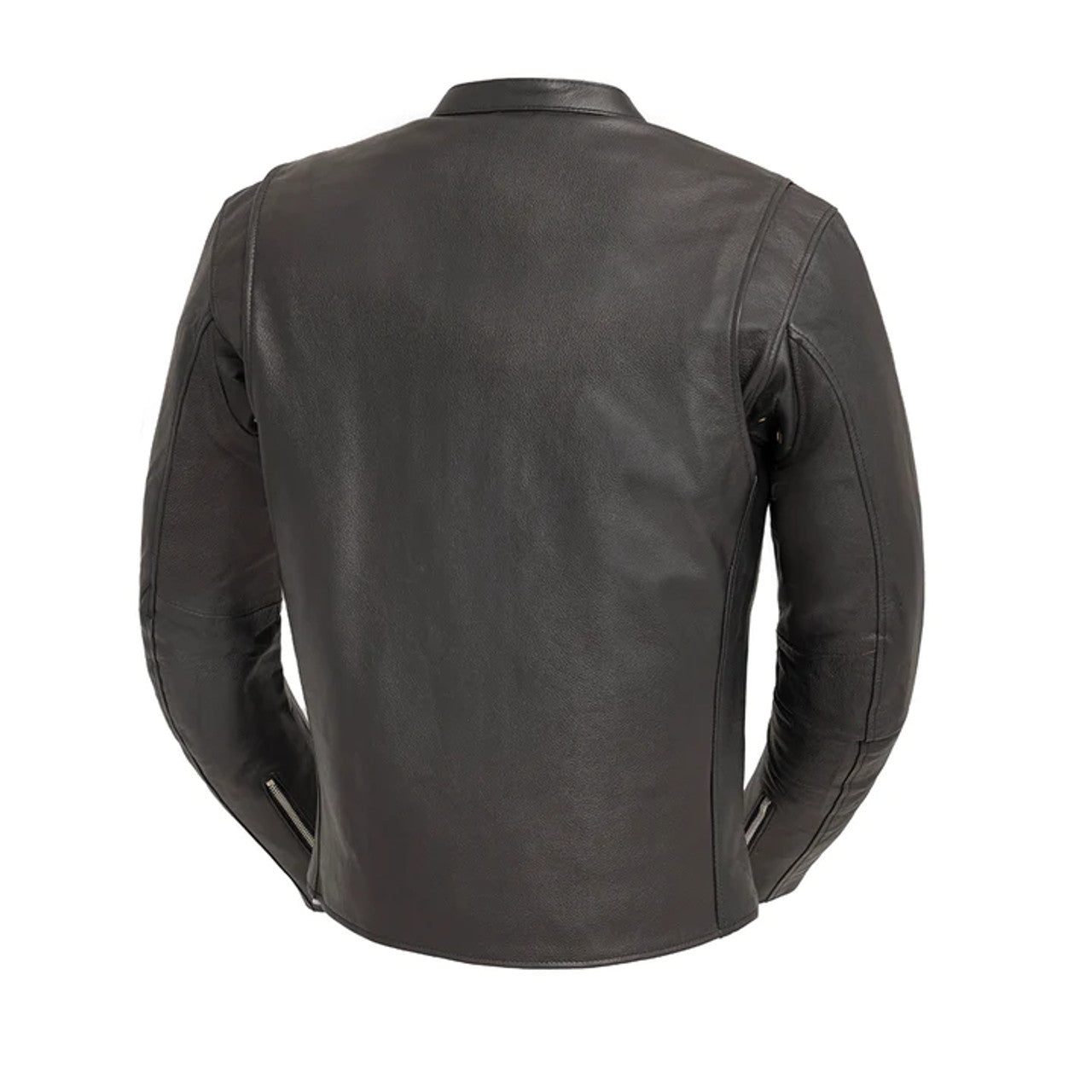 Men's Leather Motorcycle Jacket with Zipper Closure | Black