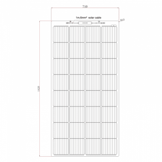 200W SEMI-FLEXIBLE FIBREGLASS SOLAR PANEL WITH DURABLE ETFE COATING