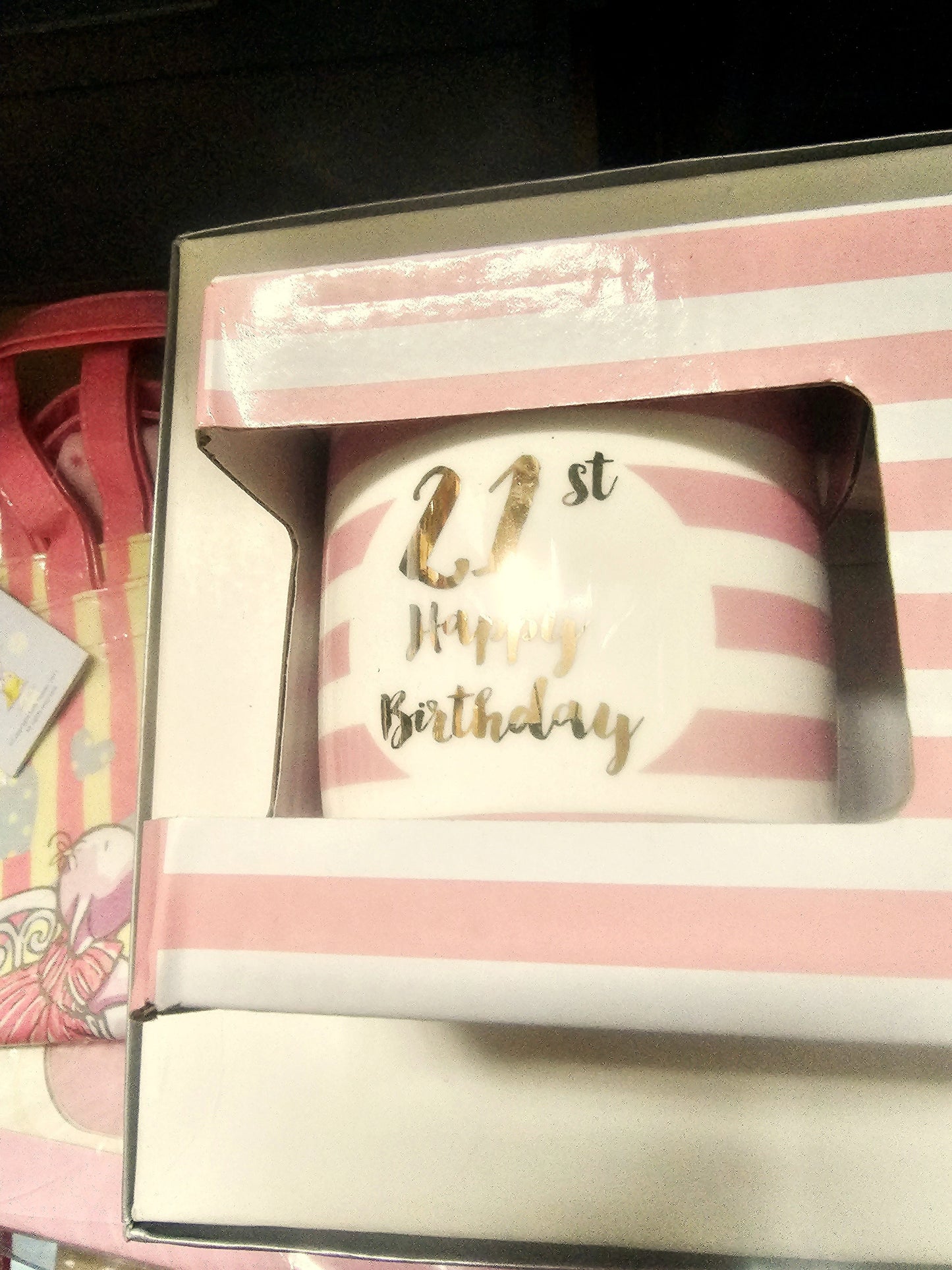 happy birthday striped boxed mug 21st