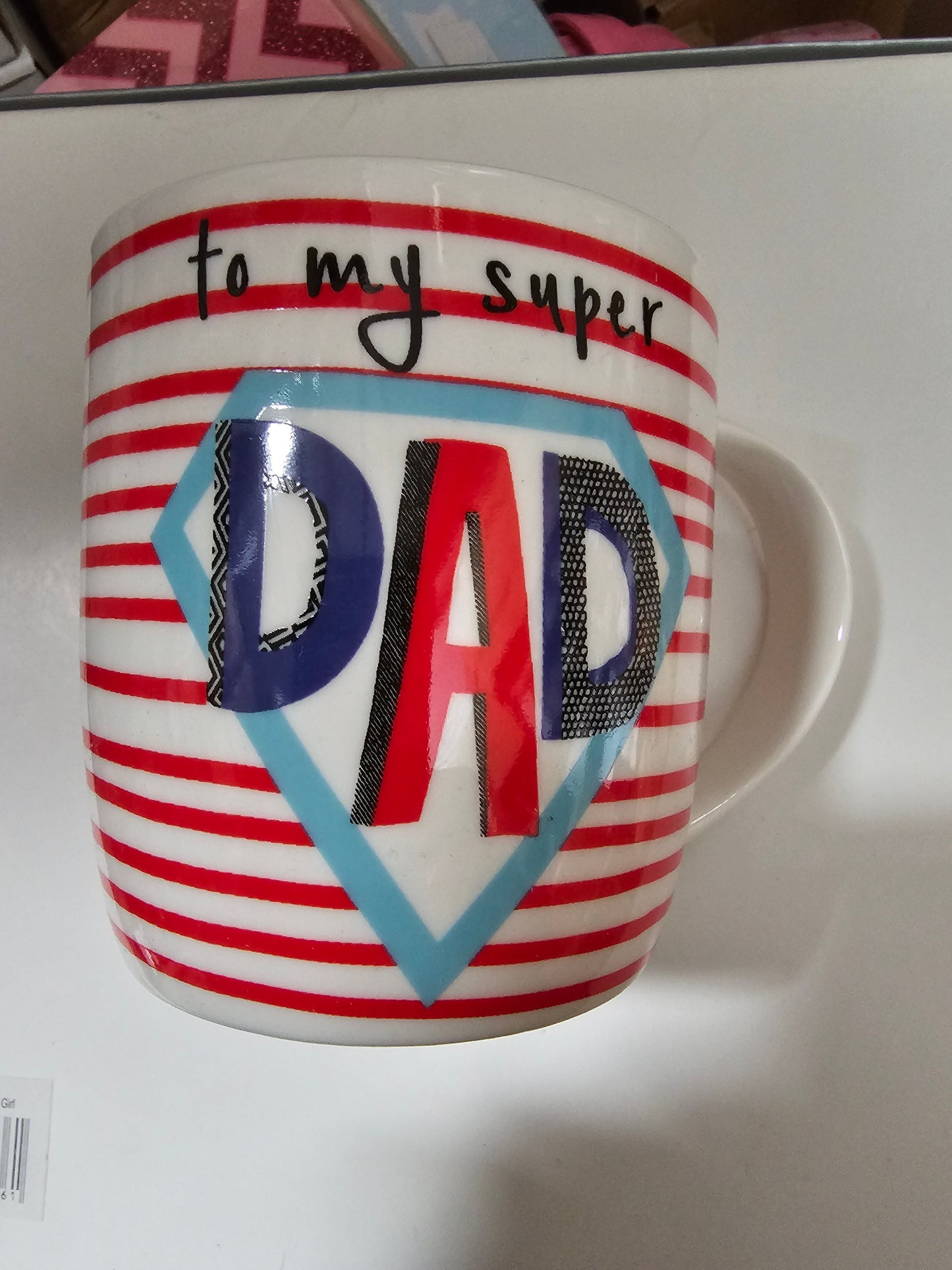 TO MY SUPER DAD STRIPPED MUG
