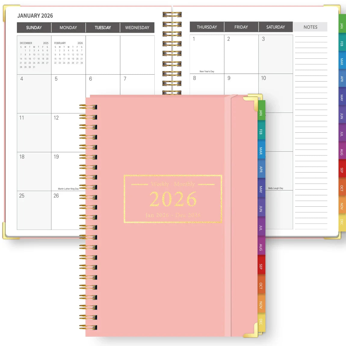 2026 A5 Weekly Monthly Planner – Organizer with Tabbed Dividers