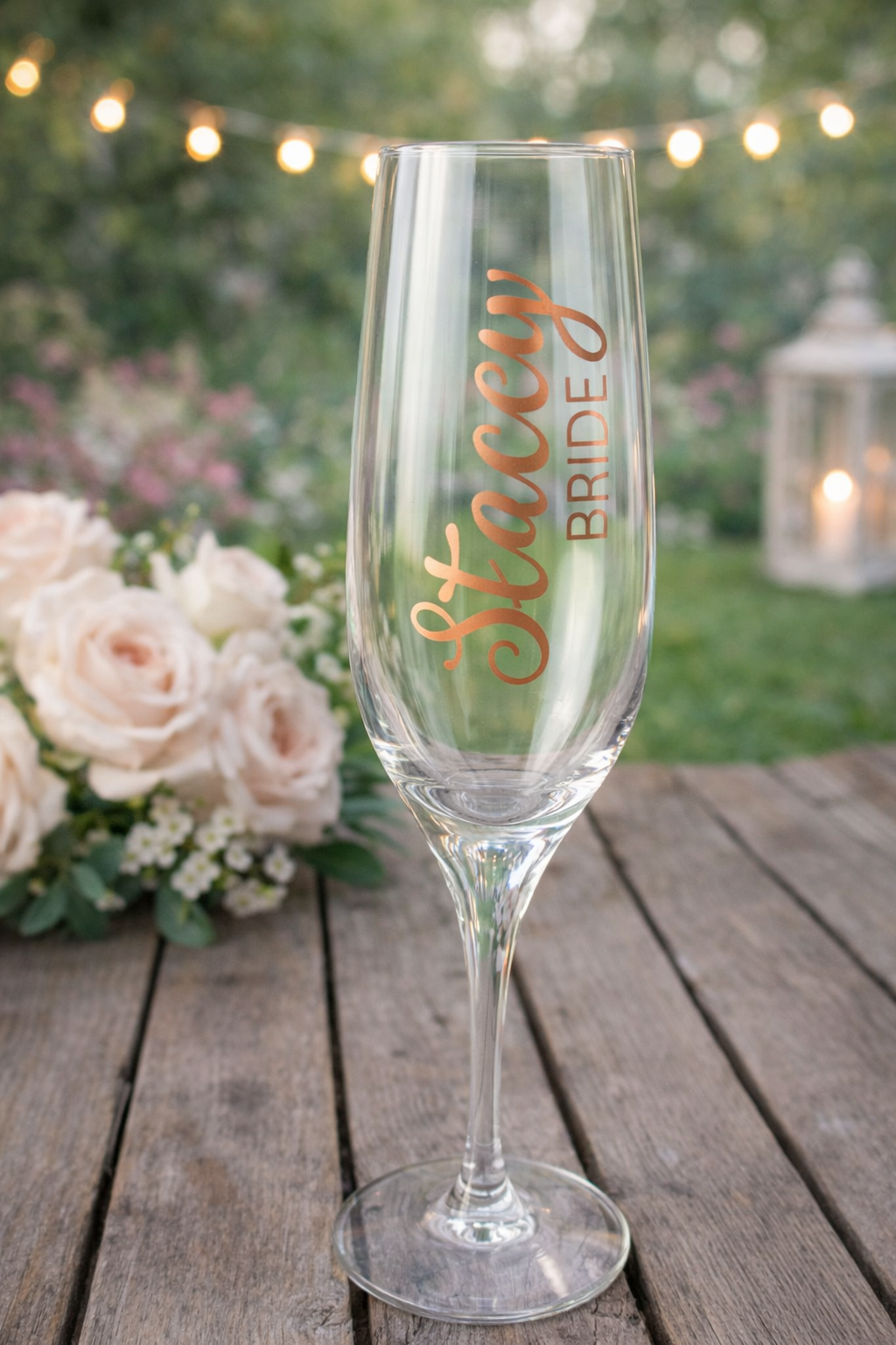 DIY Personalised Wedding Lovely Font - Bride Bridesmaid Maid Of Honour Champagne Flute Decals - Roles & Names Sticker -