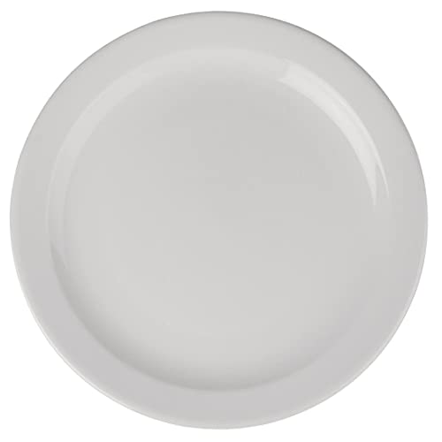 Olympia Athena Narrow Rimmed Plates 254 Mm/10 Inch (Pack Of 12), White Porcelain, Dinner Plate Set, Restaurant Tableware, Dinnerware - Microwave Safe, CF364