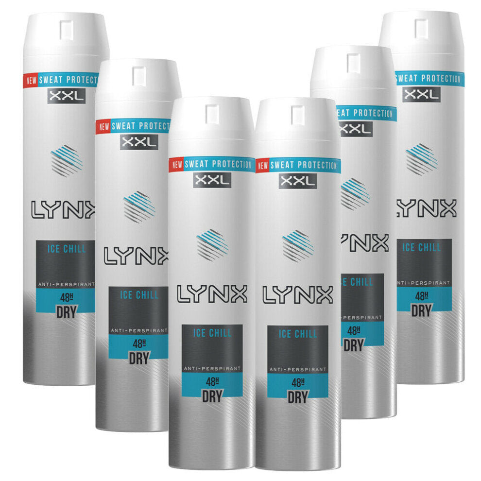 6 x Lynx Anti-Perspirant Deodorant Spray Xxl Ice Chill 250 Ml