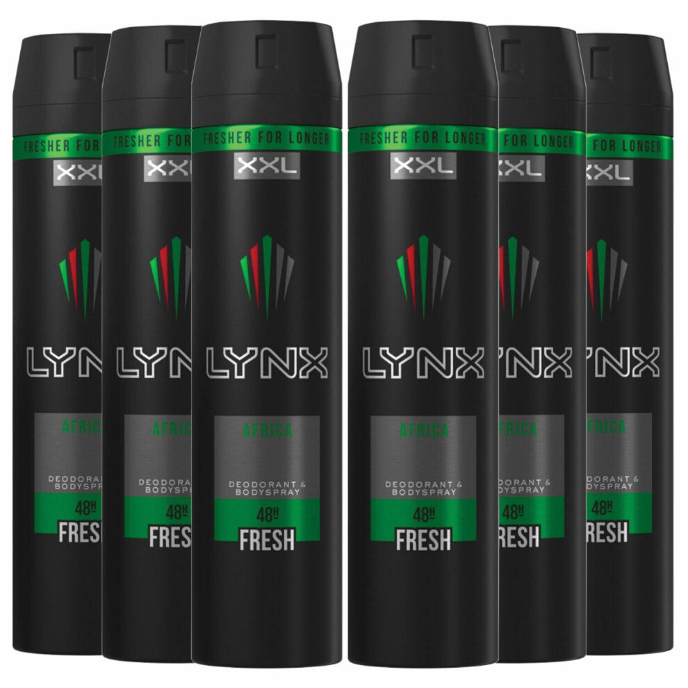 6 x Lynx Aerosol Bodyspray Africa 250 Ml