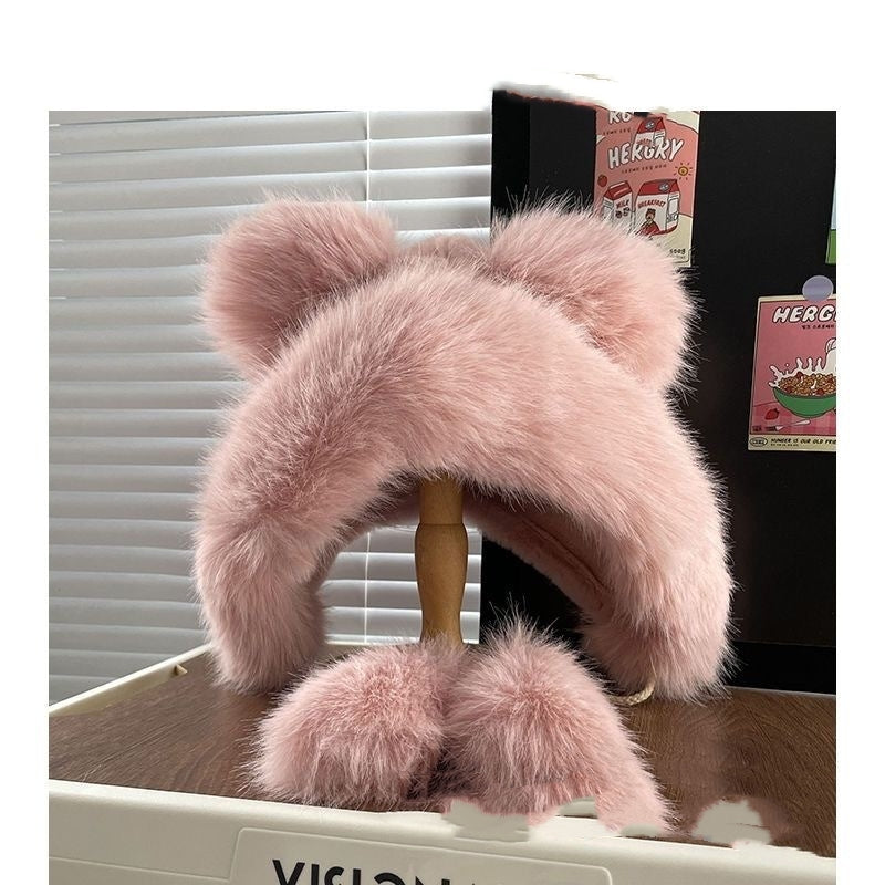 Thick Warm Earflaps Cute Big Head Circumference Fox Fur Ushanka