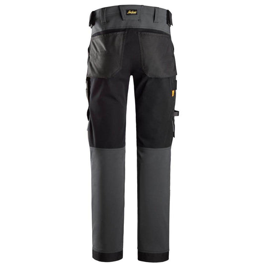 Snickers 6375 AllroundWork 4-way Stretch Trousers Steel Grey/Black, 39" Waist 30" Leg-Snickers 112