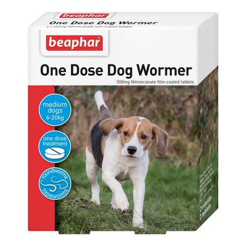 Beaphar Dogs Upto 20kg One Dose Wormer 2 Tablets - Case of 6
