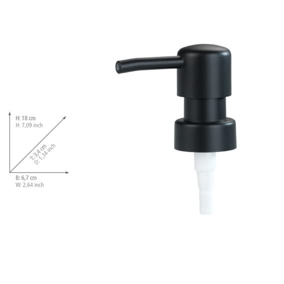 WENKO Peanut Beige Liquid Soap Dispenser Capacity 0.24 L, ABS plastic, Black, 3.4 x 6.7 x 18 cm