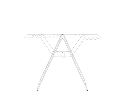 Brabantia HangOn Laundry Drying Rack (20m / Fresh White) Compact, Foldaway, Adjustable Indoor Stainless Steel Clothes Horse