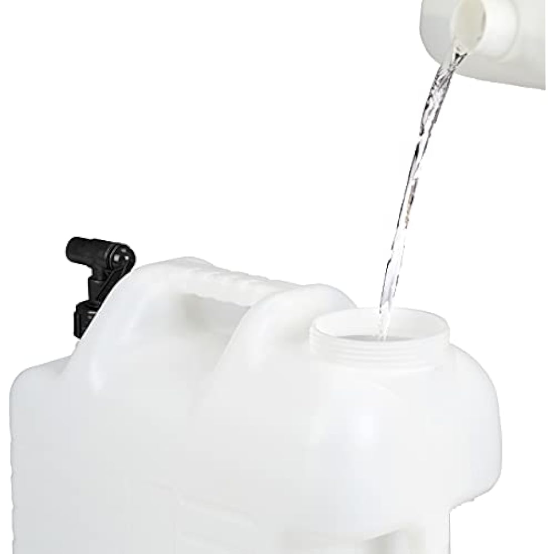 Relaxdays Water Canister with Tap, 15 litres, Camping Container, BPA-Free Plastic, Wide Opening, Handle, White/Black