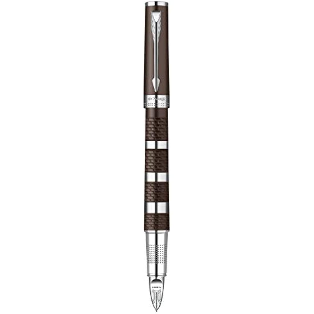 Parker Ingenuity Large Brown Rubber and Metal Chrome Trim Medium Nib 5th Technology Pen - Gift Boxed