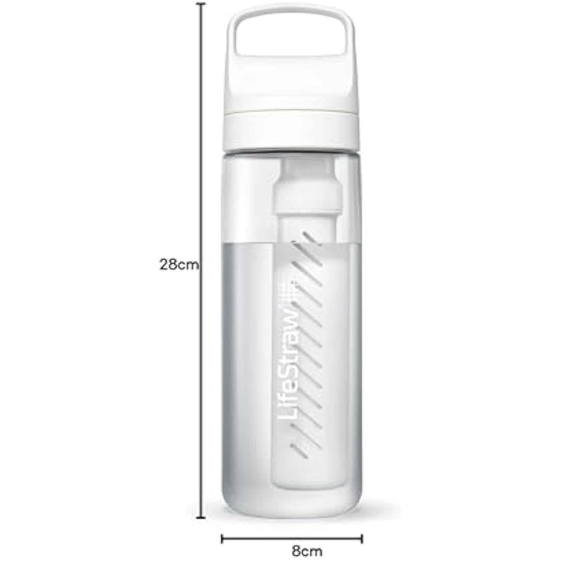 LifeStraw Go Series — BPA-Free Water Filter Bottle for Travel and Everyday Use Removes Bacteria, parasites and Microplastics, Improves Taste, 22oz Polar White