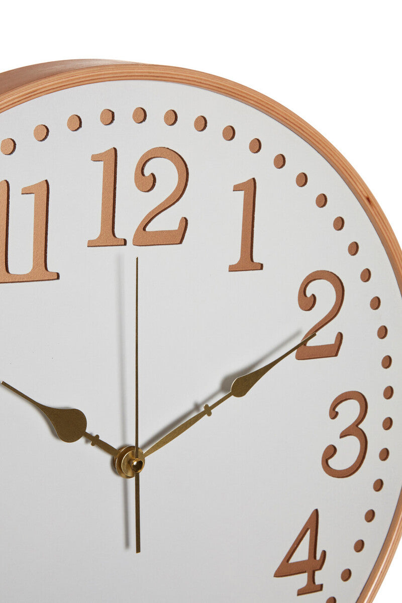 40cm Dia White Wood with Gold Numbers Wall Clock | Vitus