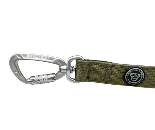 BTactical™ Extra-Strong Nylon Carabiner Clip Dog Lead | Khaki Green