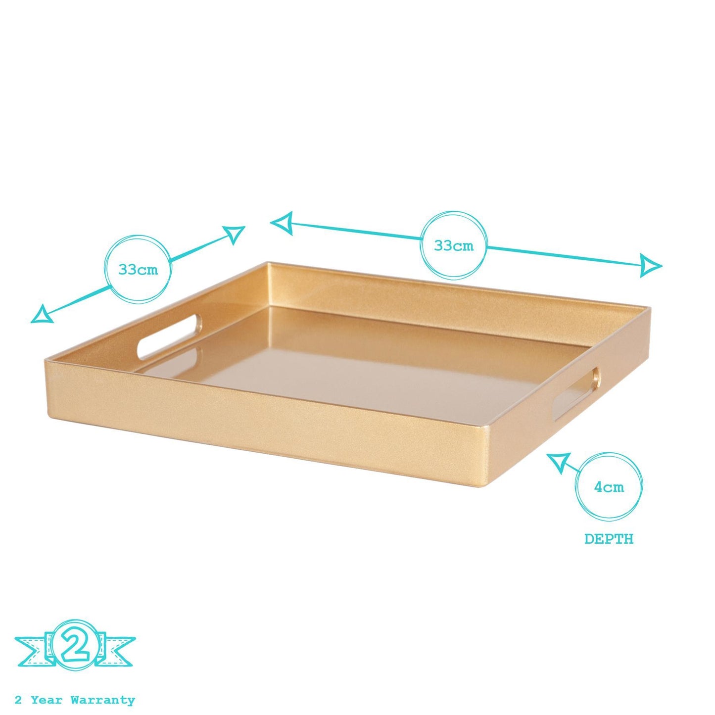 33cm Rose Gold Square Lacquer Tray