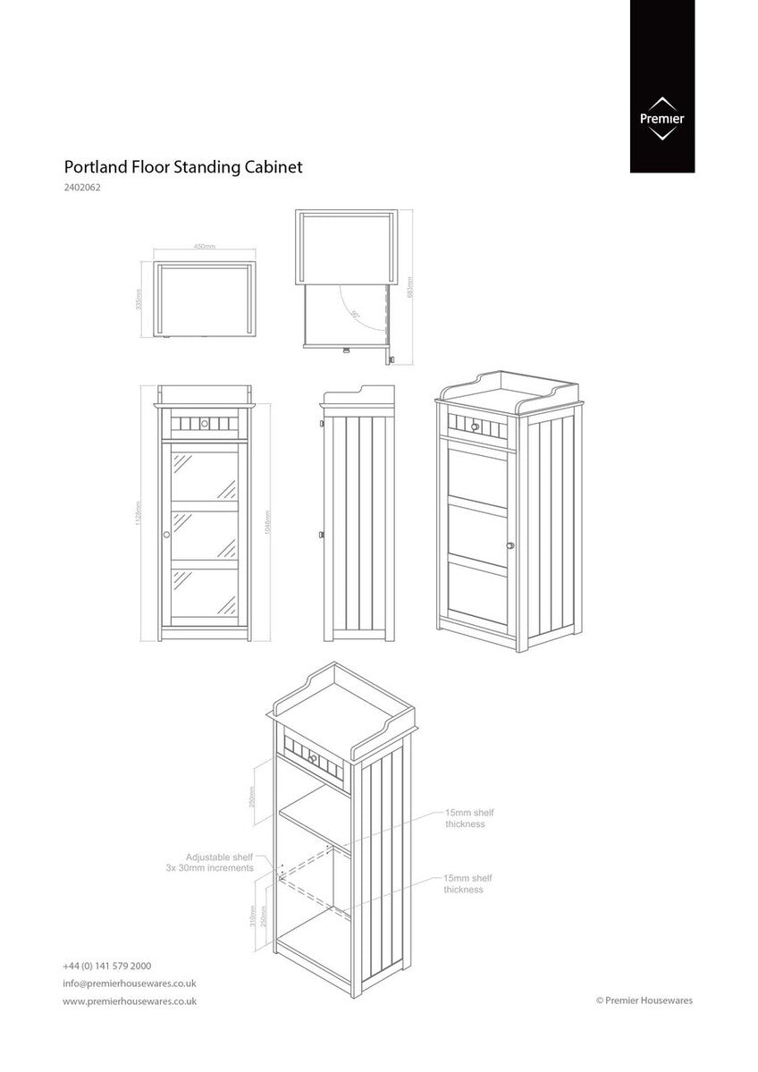 Portland Glass Door Floor Standing Cabinet
