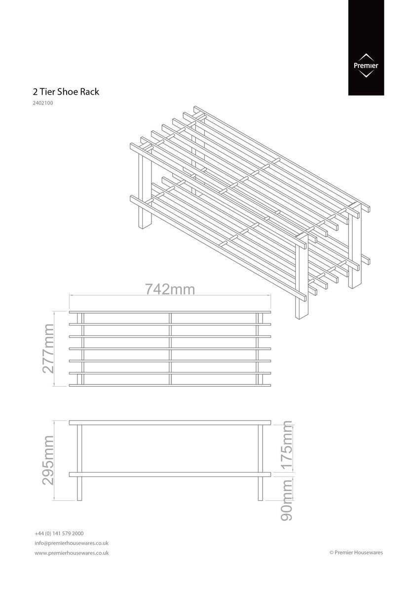 Arla Dark Cedar Wood 2 Tier Shoe Rack