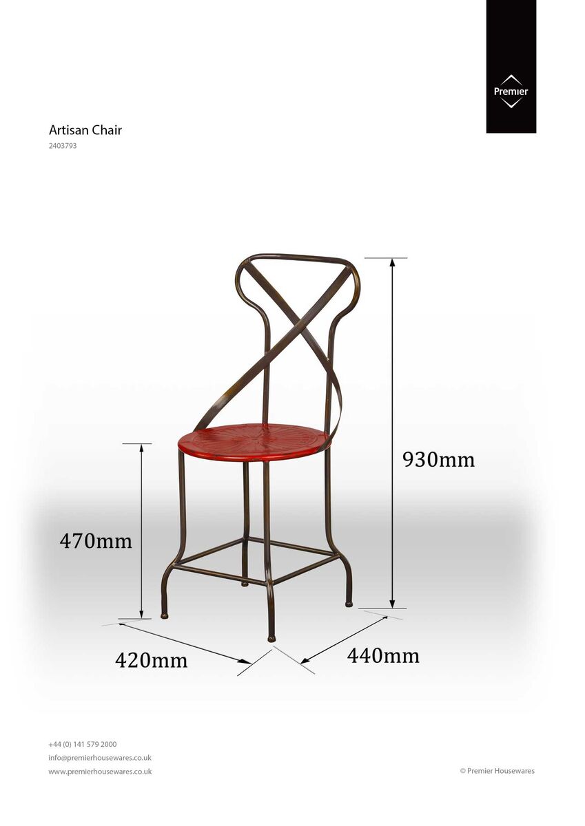 Artisan Red Metal Seat Chair
