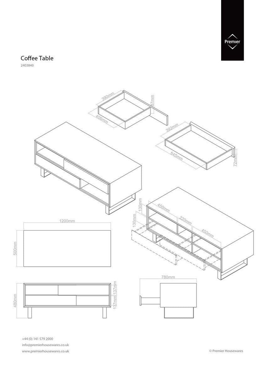 White High Gloss Coffee Table with 2 Drawers, 2 Open Shelves and White Metallic Legs, Moritz