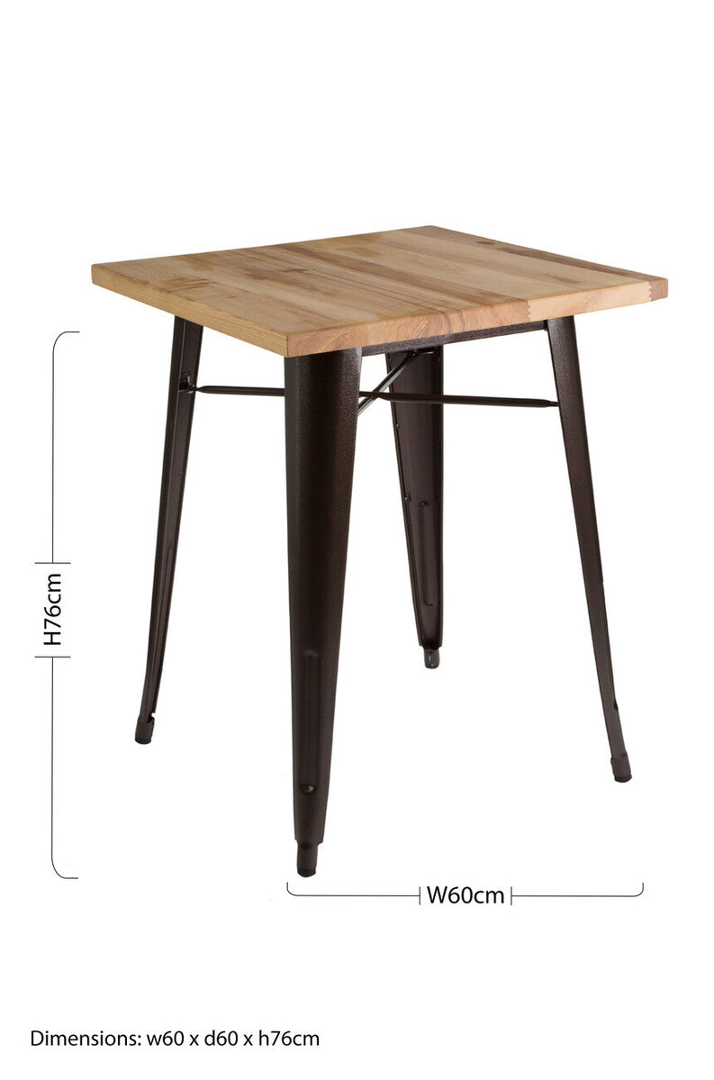 Aldgate Wooden Square Dining Table with Copper Metal Legs