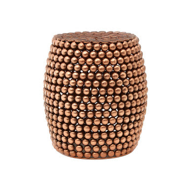 Templar Copper Finish Beaded Barrel Design Stool