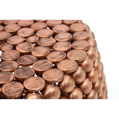 Templar Copper Finish Beaded Barrel Design Stool