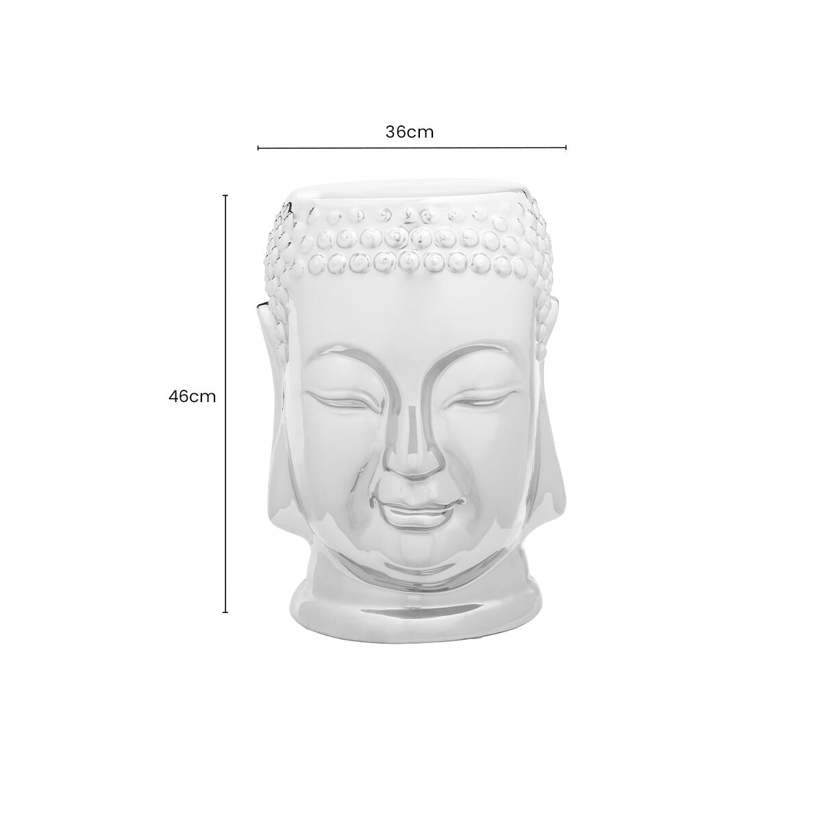 Torcello Silver Finish Ceramic Buddha Side Table and Stool