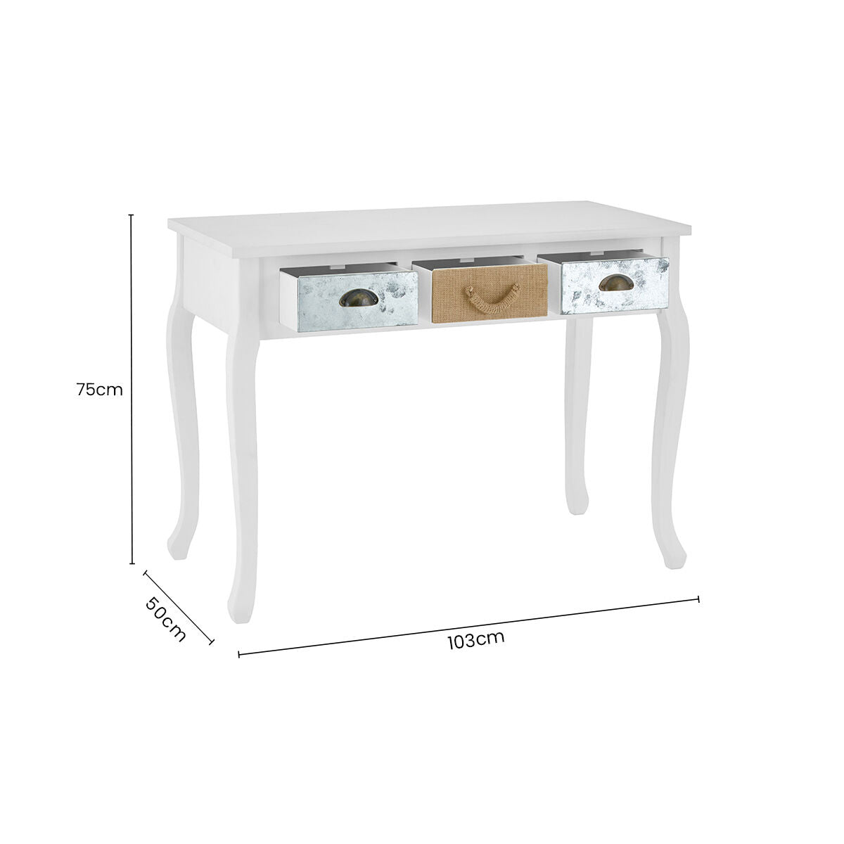 Weymouth White Finish Console Table with Multi Coloured Drawers
