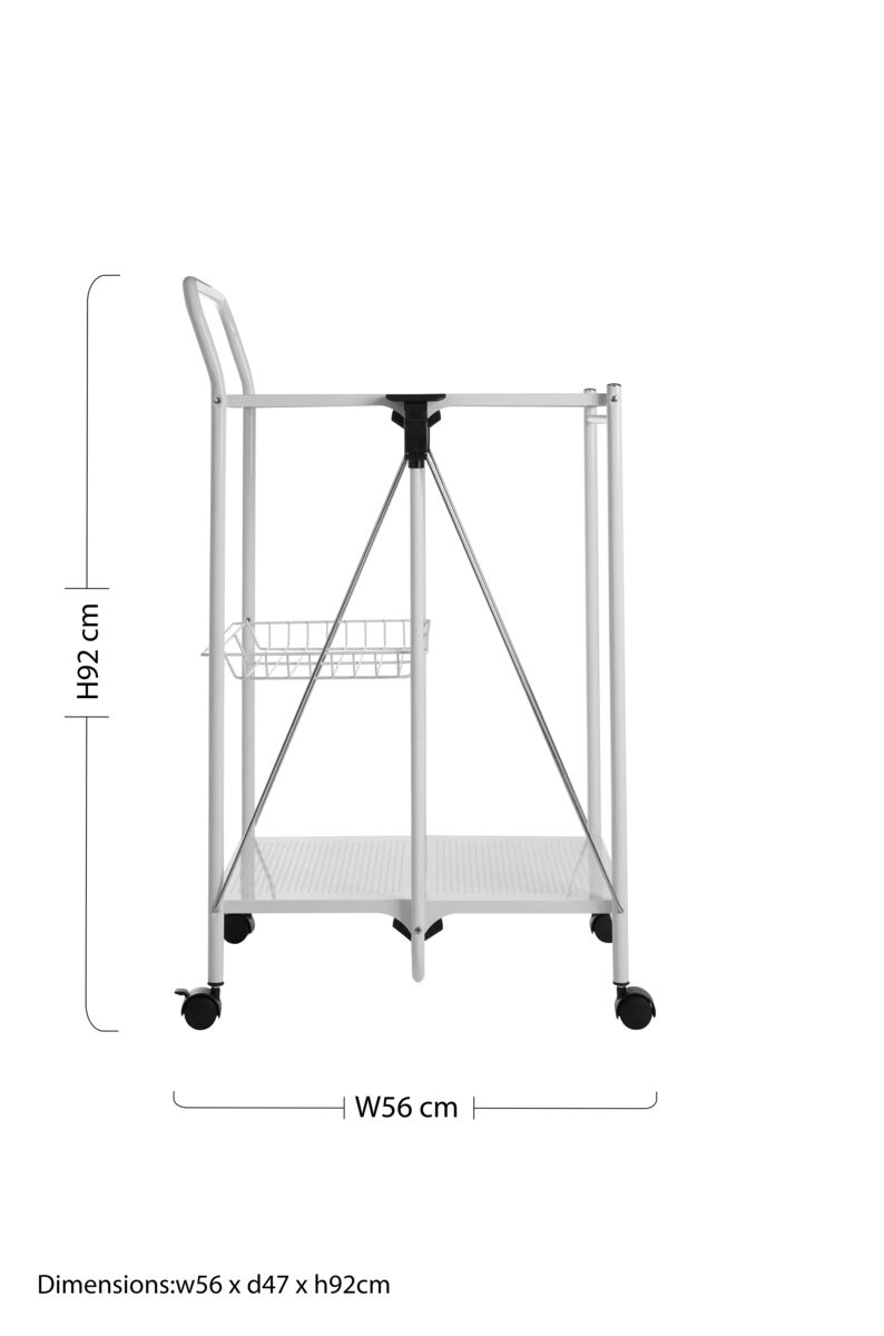 Harlow White Finish Folding Kitchen Trolley