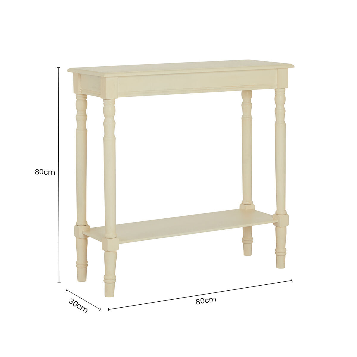 Heritage Ivory Wooden Console Table with Lower Shelf