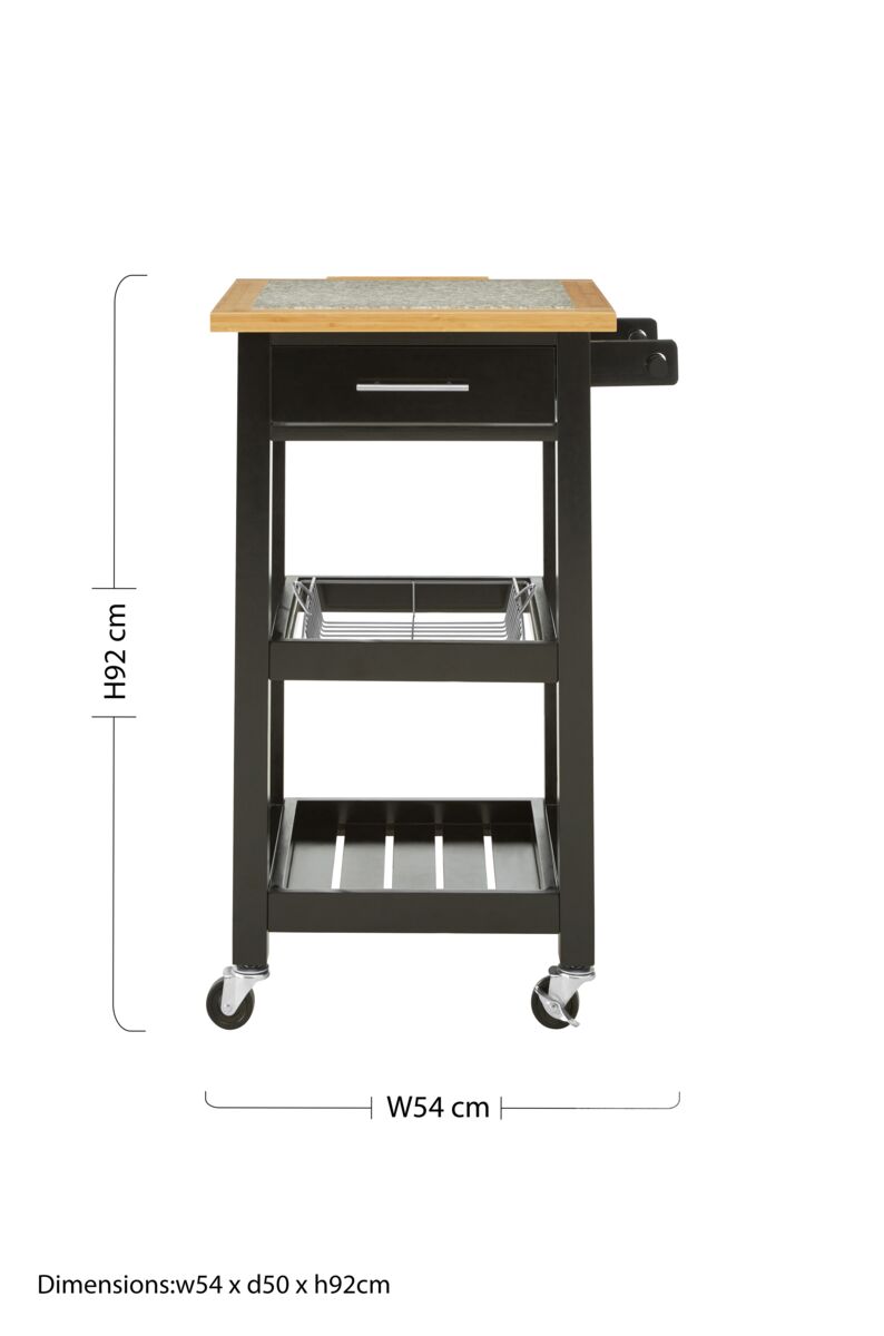 Harlow Glenn Kitchen Trolley with Granite Top