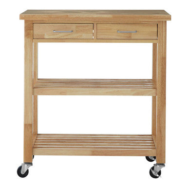 Brown Tropical Hevea Wood Kitchen Trolley with Storage Drawers Glenn | Harlow