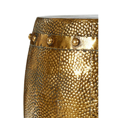 Gold Set of 2 Hammered Drum Stool and Table | Reza
