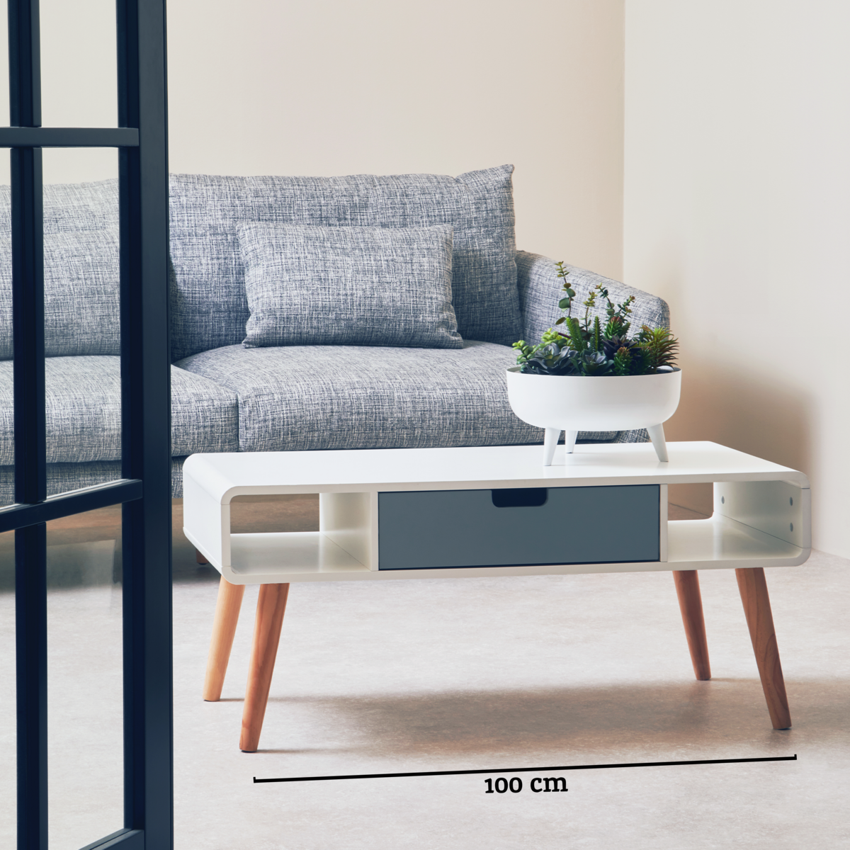 Milo White and Grey Finish 1 Drawer Coffee Table