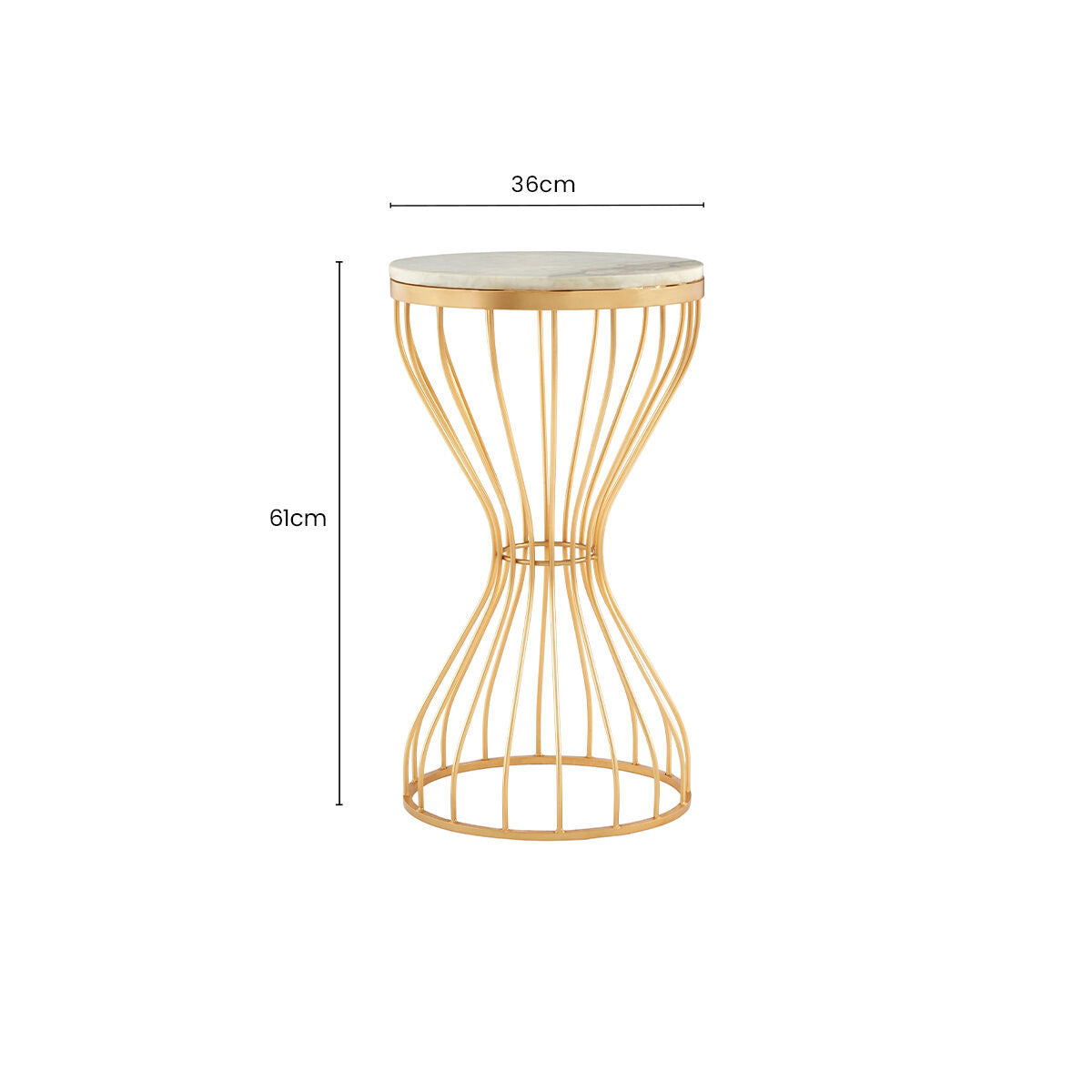 Templar White Marble Side Table with Gold Finish Base