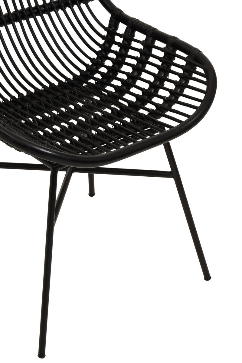Lagom Curved Black Natural Rattan Chair