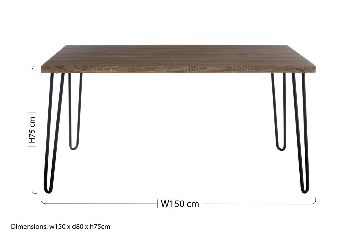 Borough Natural Wood Effect Dining Table with Black Metal Base