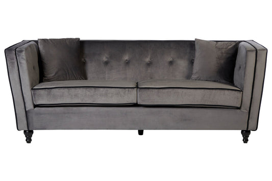 3 Seater Grey Velvet Sofa, Ferris