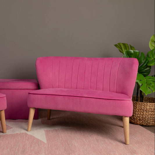 Mia 2 Seat Pink Velvet Kids Sofa