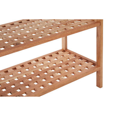 2 Tier Walnut Wood Grid Design Stackable Shoe Rack | Arla