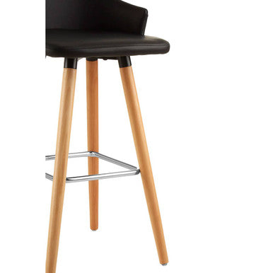 Stockholm Black Leather Effect Bar Chair with Curved Backrest