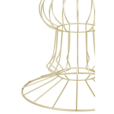 Mirrored Glass Top Side Table with Light Gold Finish Concertina Wireframe Metal Base, Yaxi