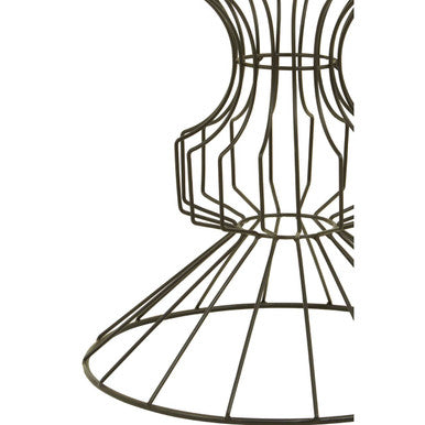Mirrored Glass Top Side Table with Black Finish Concertina Wireframe Metal Base, Yaxi