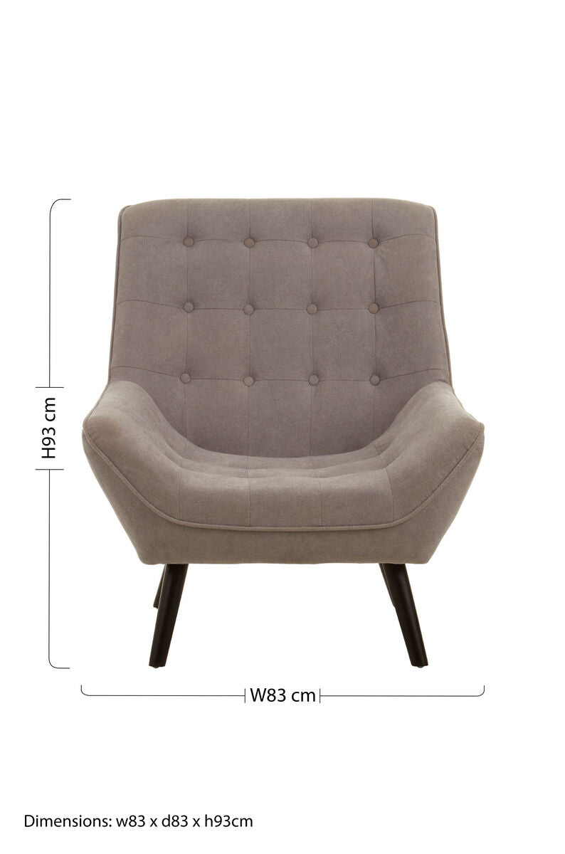 Stockholm Grey Linen Effect Button Tufted Accent Chair