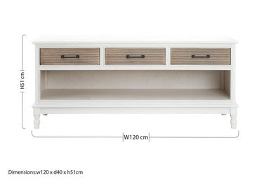 Heritage 3 Drawer White Cabinet