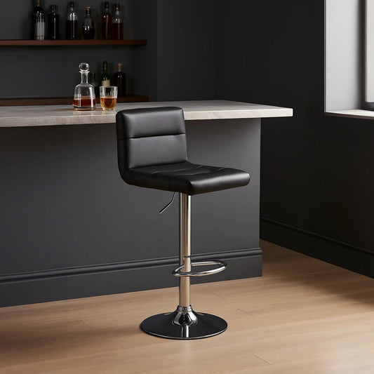 Baina Black Seat Bar Stool With Chrome Base